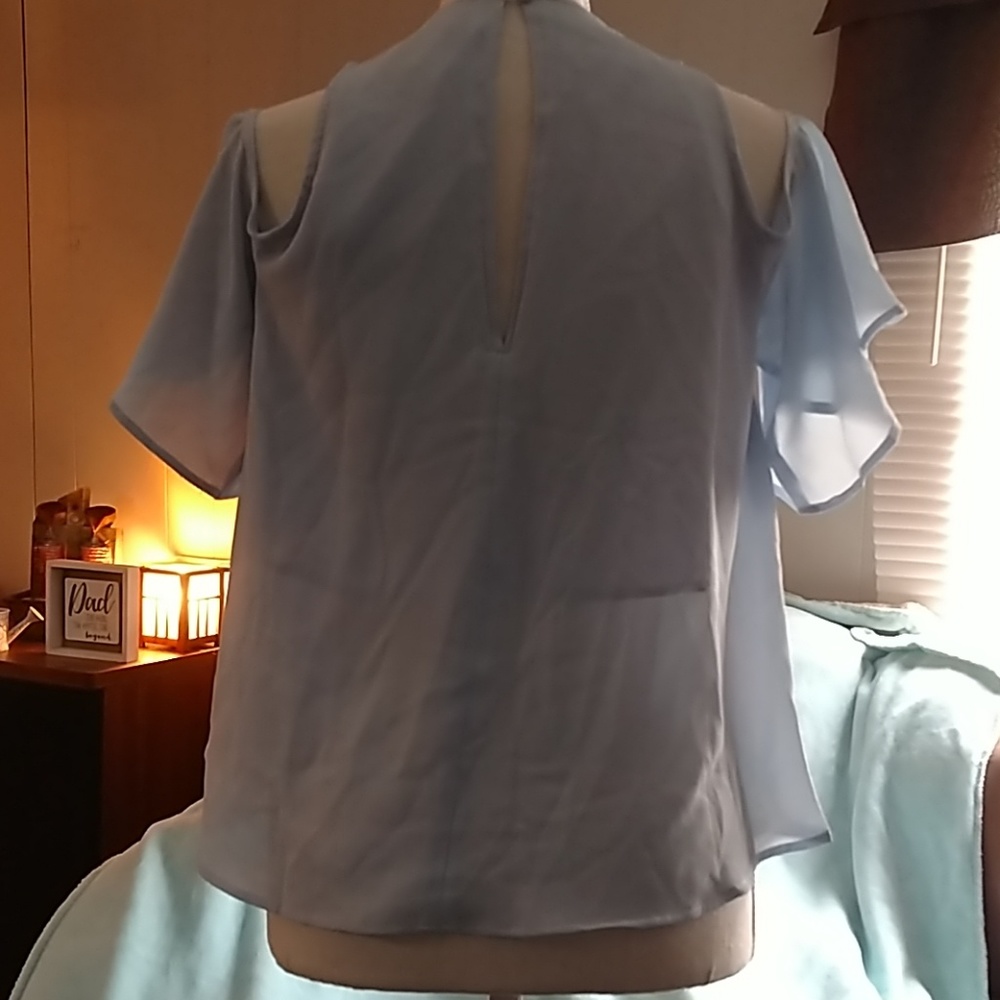 Light blue cold shoulder blouse